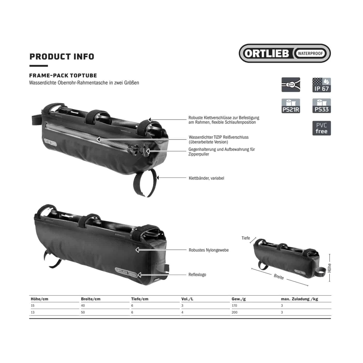 Ortlieb Frame-Pack Toptube Bikepacking-Rahmentasche (3 L) 7 Ortlieb Frame-Pack Toptube Bikepacking-Rahmentasche (3 L) – Bild 7